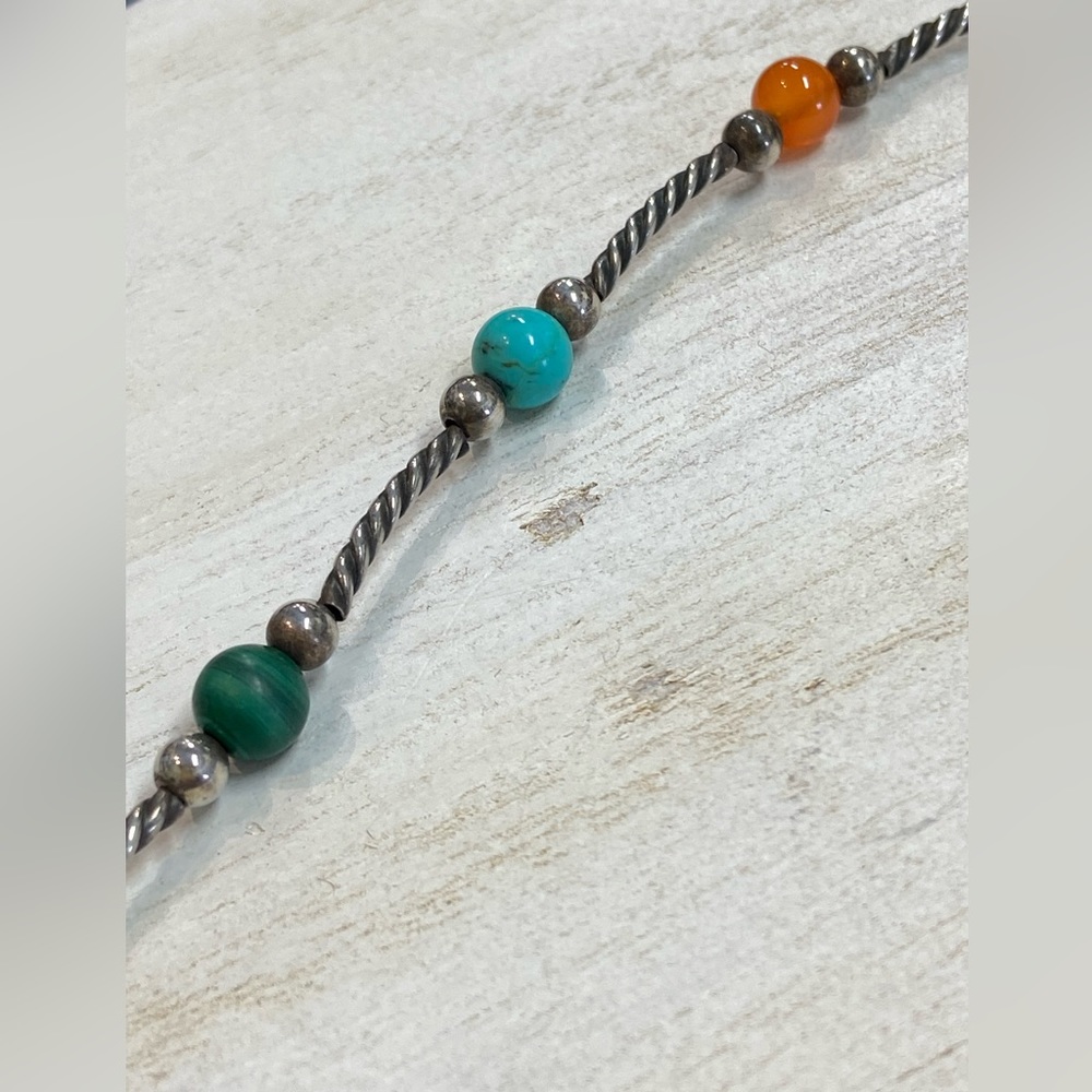 Carolyn Pollack Relios Sterling 16โ Necklace Malachite Turquoise Lapis Amber - Picture 10 of 11